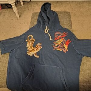 Polo by Ralph Lauren Blue Hoodie with Tiger and Dragon Design